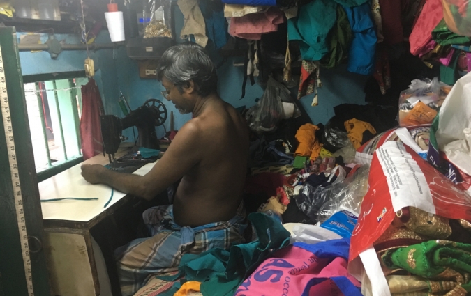 Textiles worker in India